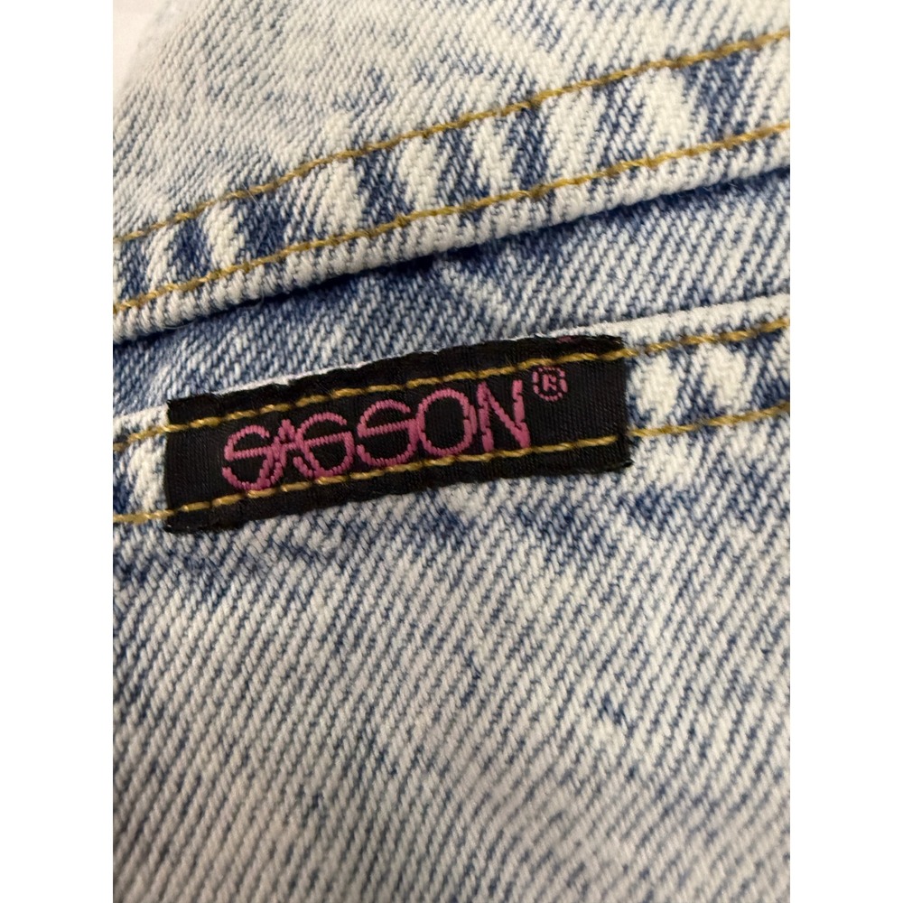 Vintage 80s Sasson Acid Wash High Waisted Ankle Zip Jeans Light Blue Denim 28 - Picture 2 of 14